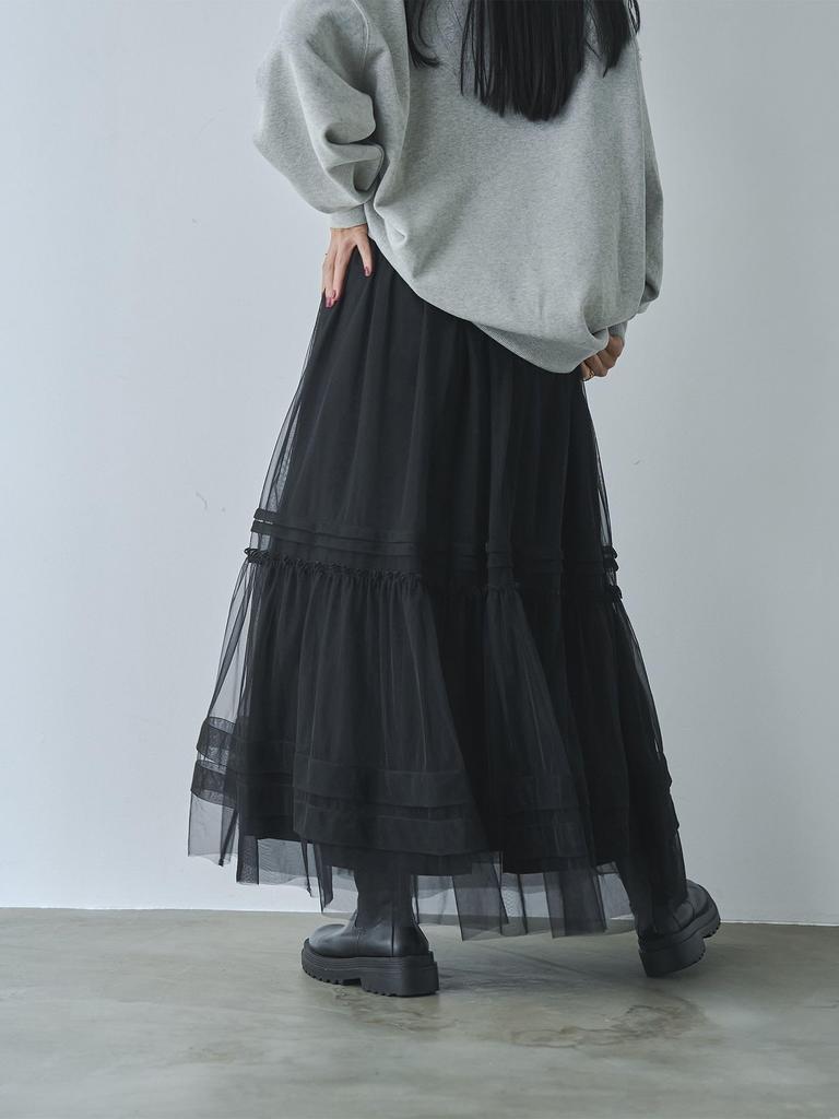 Cohen Tucked Tiered Tulle Skirt 76706460224 0950 M BLACK(09)