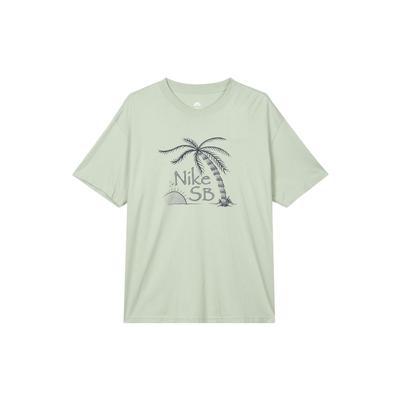 SB Palm Tree Letter Print Casual Short Sleeve T-Shirt Men Tops Aqua-Blue DQ1851-017