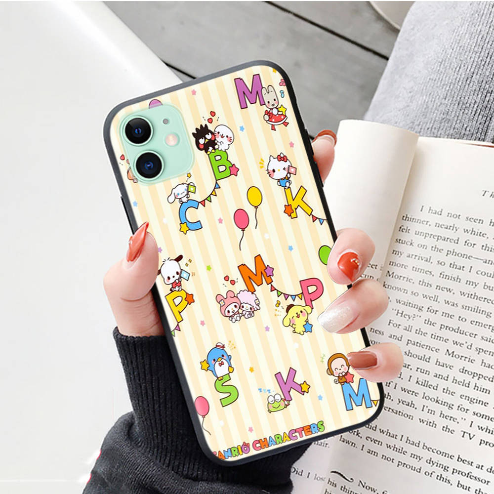Black Case for iPhone 16 15 Plus 14 13 12 11 Pro 8 6 SE XR XS Max P30 Nova 5T Y5P Y6 Y7 Y8P Y9 Realme C30 C33 C31 L-14 Sanrio Mix