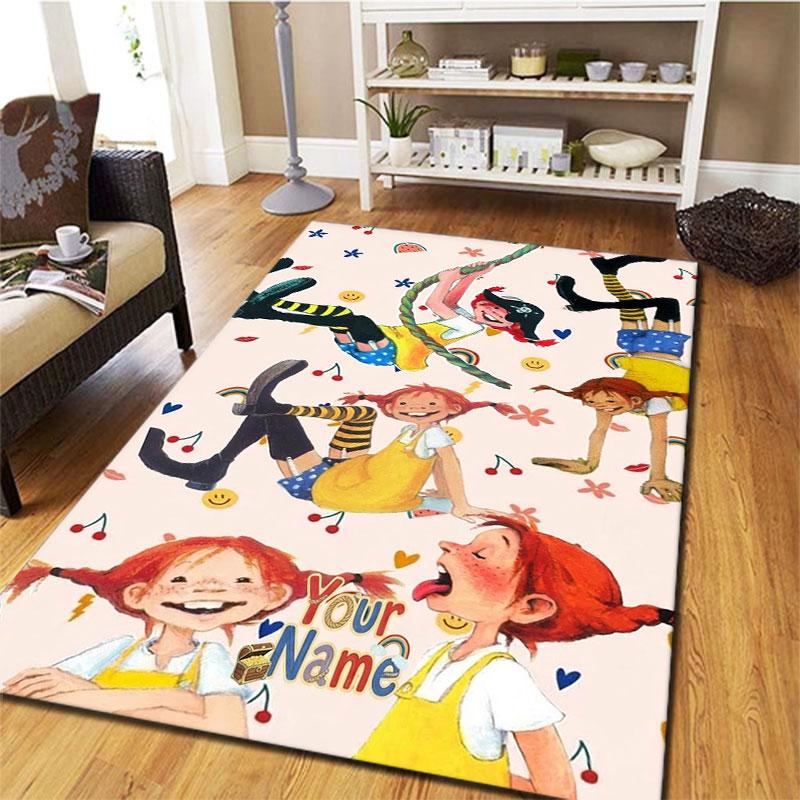 Pippi Longstocking Custom Name Carpet Rug for Living Room Bedroom Home Sofa Decoration,Kids play Non-slip Floor Mat