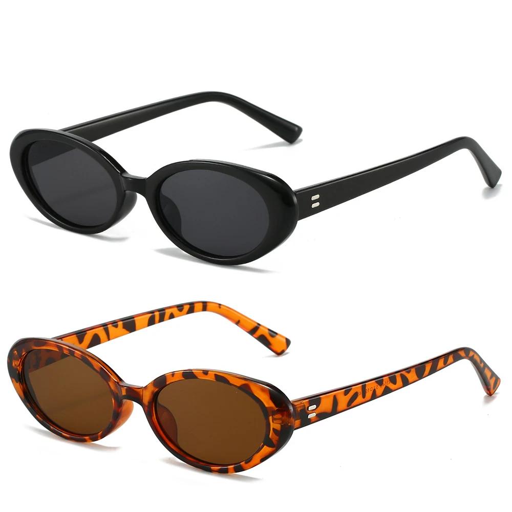 Retro Oval Sunglasses for Women Men Fashion Small Oval Sunglasses 90s Vintage Shades 2 Pieces a Lot
