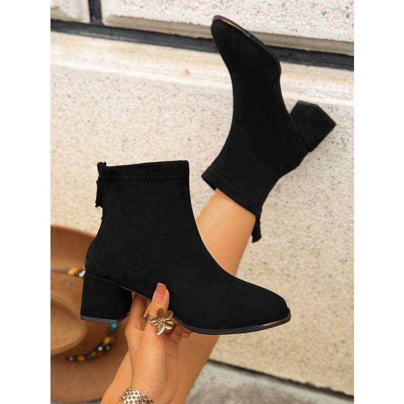 Quadratische Zehenpartie Mittelhoher Absatz Martin Boots Damen 2025 Winter Neu Schlankmachend Übergröße Mode Stiefel