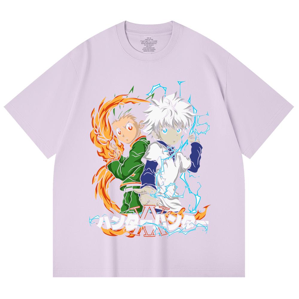 230 Gsm 100% Cotton HXH V7 Gon Killua Print Unisex Heavy Cotton T Shirt