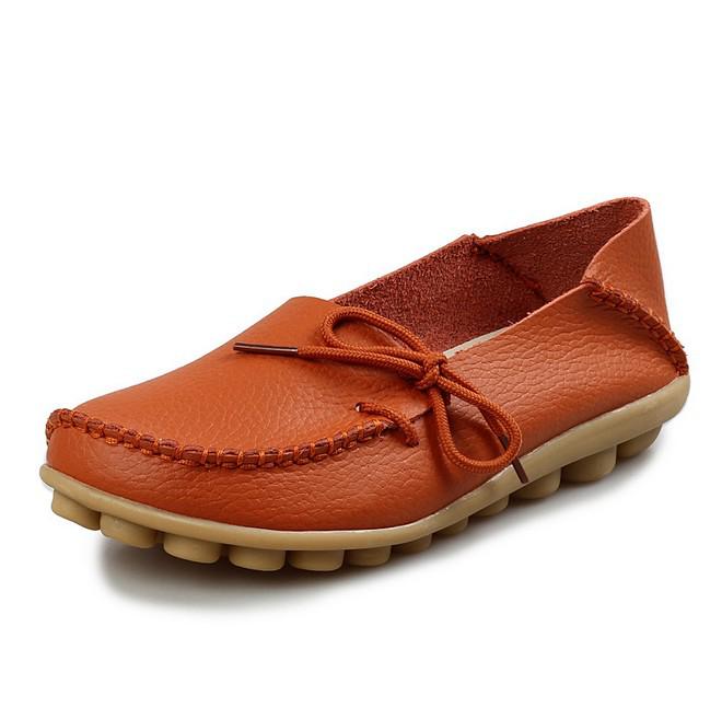 Casual Women's Single Shoes, Mother Shoes, Flat-bottomed Peas Shoes, Nurse Shoes, Lace-up Tendon Low-top Shoes