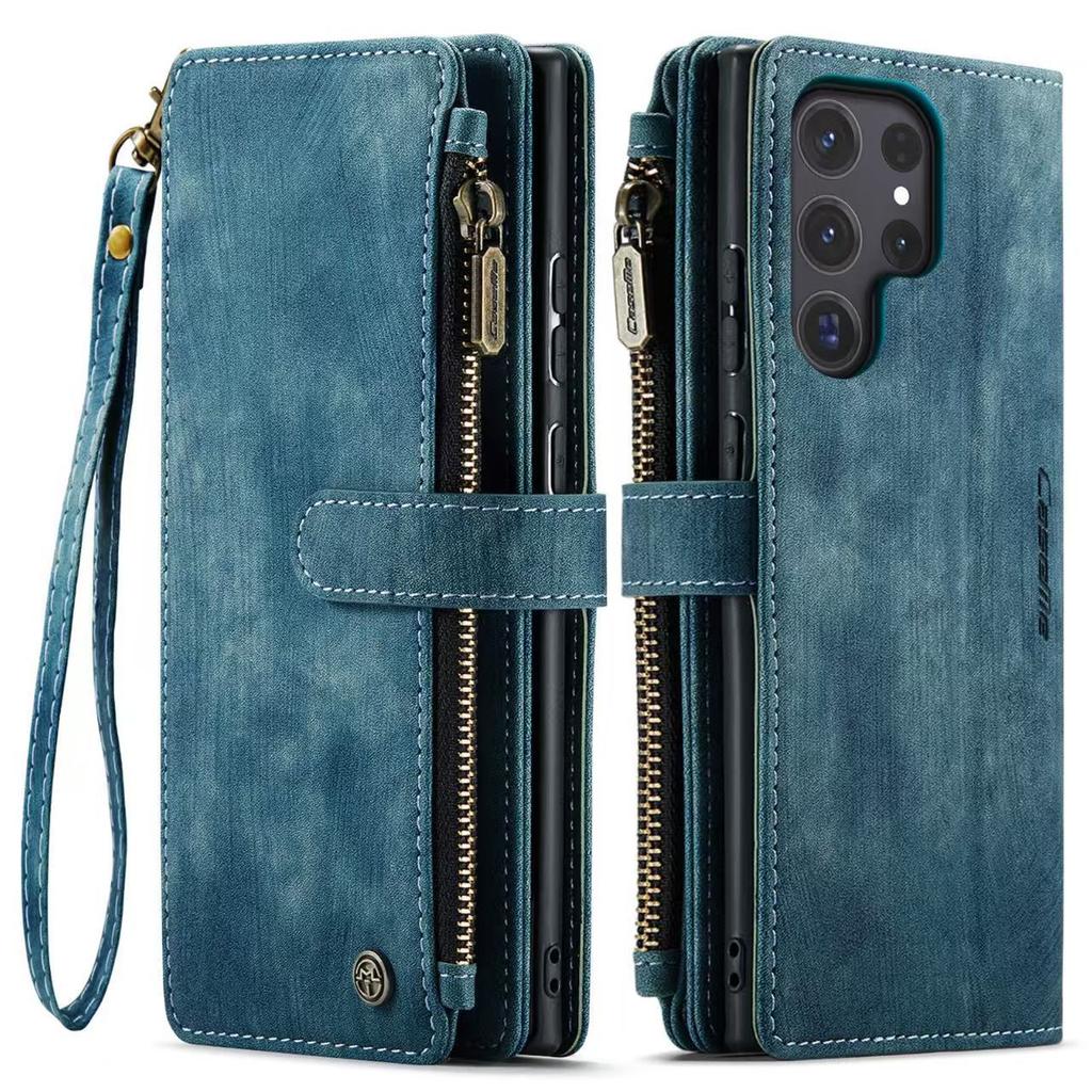 Wallet Phone Case for Samsung S25Ultra- Zipper Leather Multi-Functional Shockproof Card Holder Full Cover on Samsung S25/S24/S23/S22/S21/Ultra/Plus