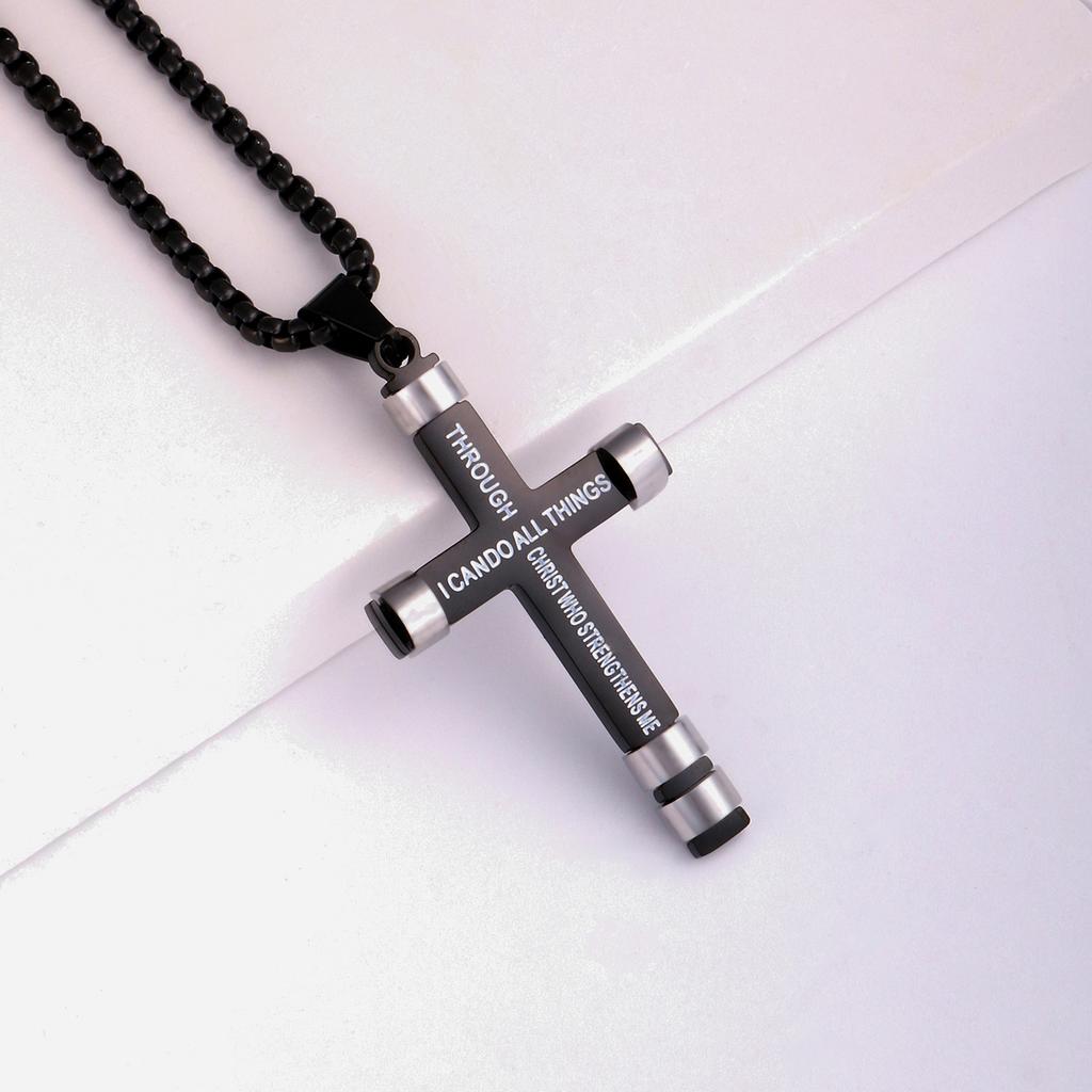 Collier Homme Spiritual Male Minimalism Stainless Steel Necklace Man's Jesus Cross Necklace for Man Collar Hombre