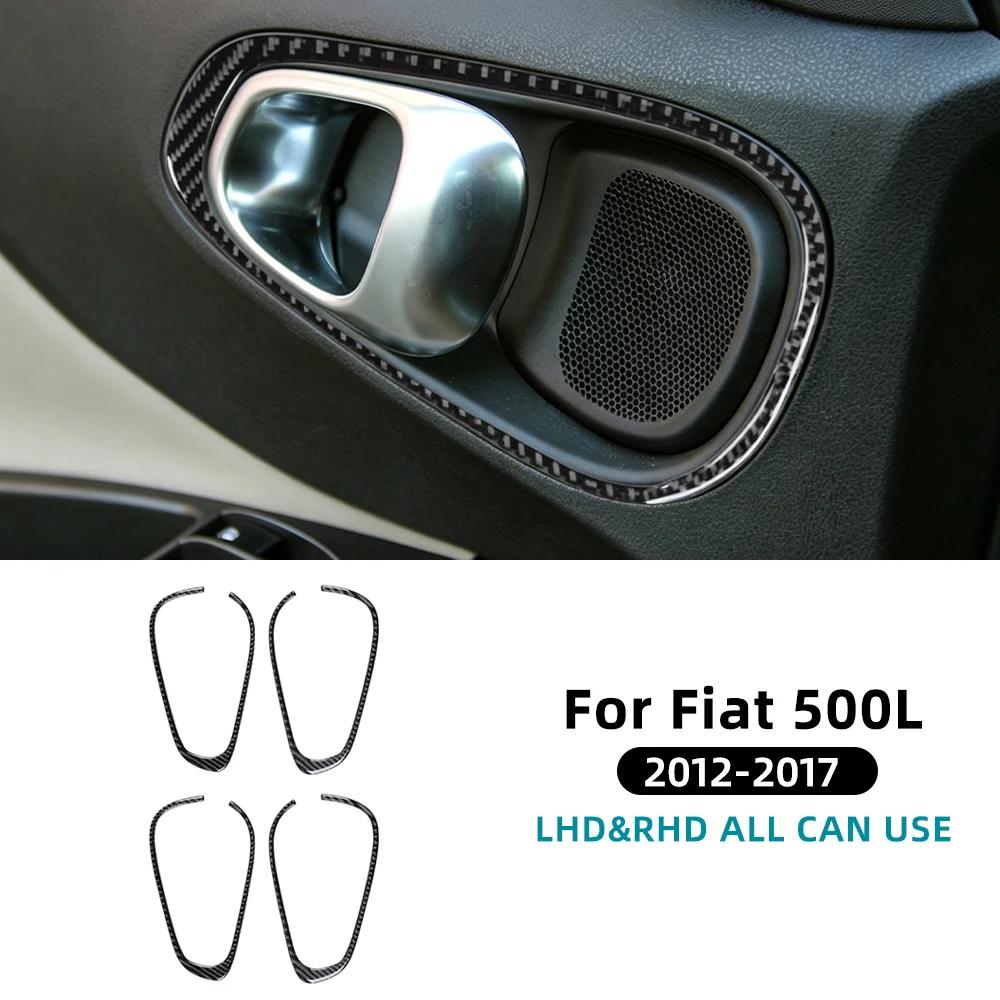 Real Soft Carbon Fiber Sticker For Fiat 500L 2012 2013 2014 2015 2016 2017 Car Door Handle Speedometer Steering Wheel Trim