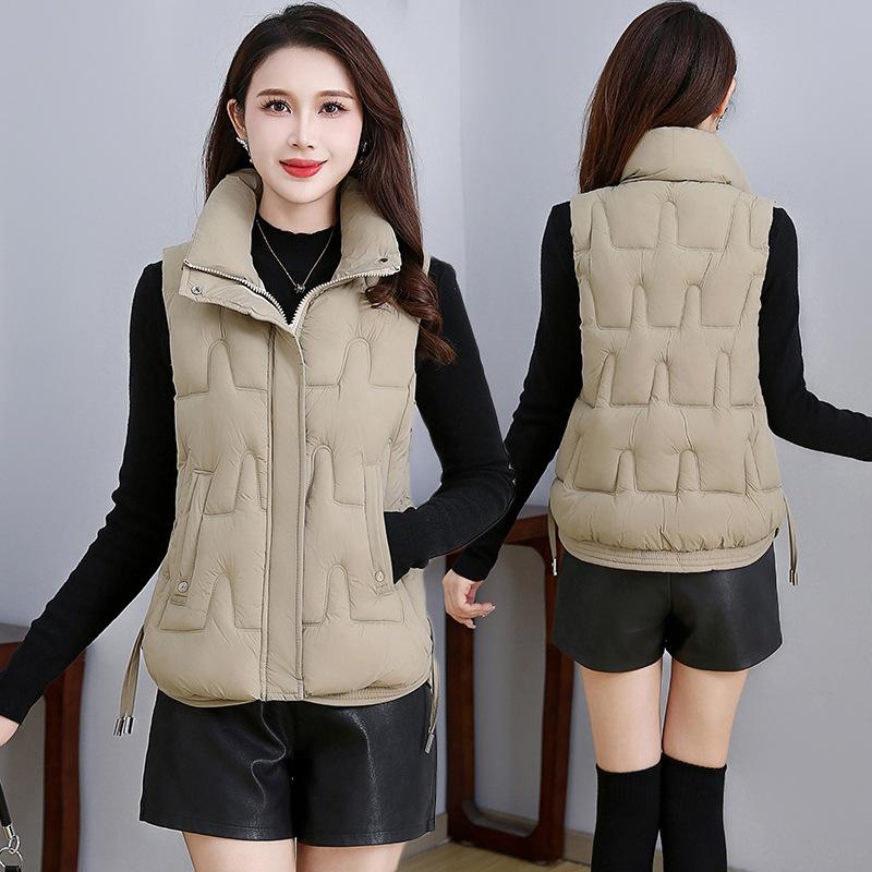 Winter New Short Thickened Vest Women Wear Versatile Stand-up Collar Vest Casual Warm Vest