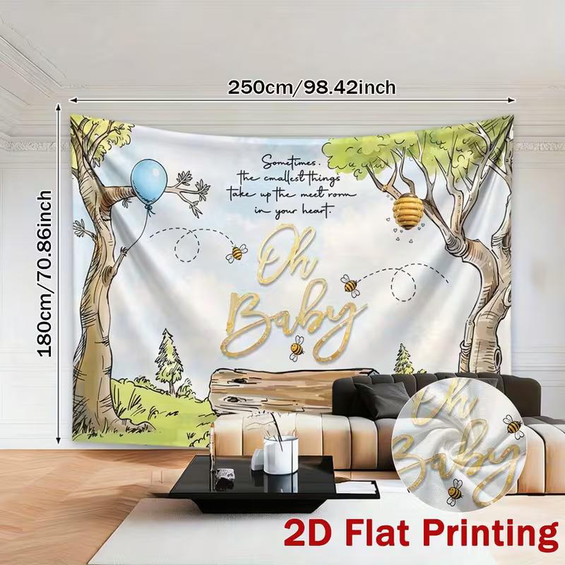 2D Classic Pooh Bear Bee Photography Background Cloth for Gender Reveal