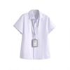 Women's Plus Size Dark Striped Short Sleeve Shirt: Professional Summer Workwear