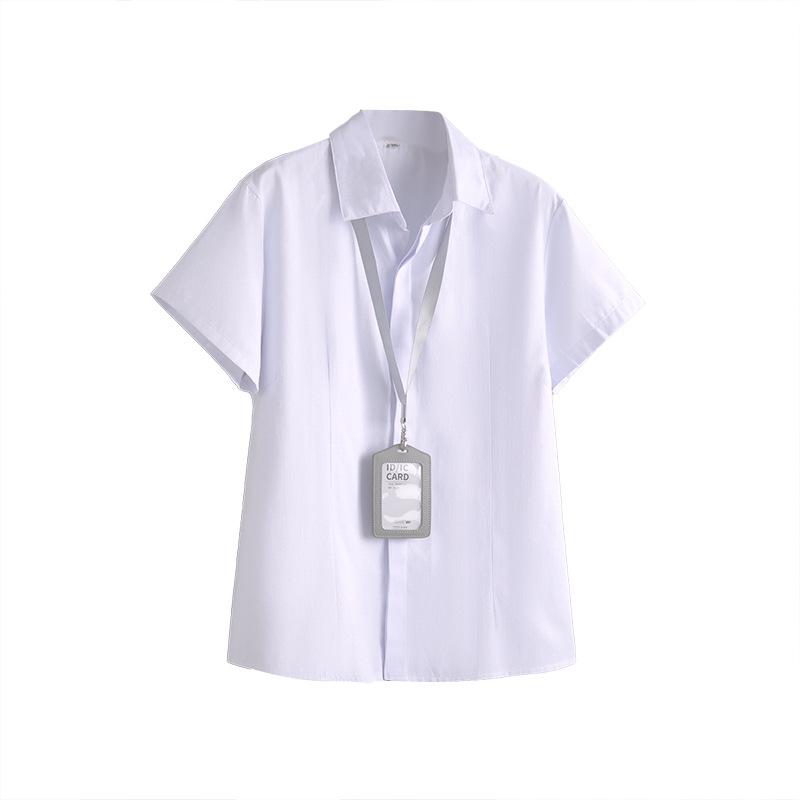 Women's Plus Size Dark Striped Short Sleeve Shirt: Professional Summer Workwear