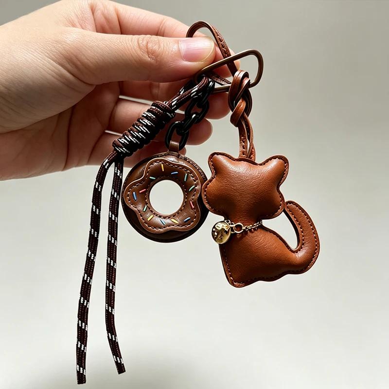Stylish PU Leather Cat Pendant Bag Charm Hanging -Fashionable & Fun Accessory for Bags