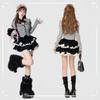 EDREES Top and Mini Long Holder Gothic Korean Princess Street Gal Fall Photo Women's 2-Piece Set, Skirt, Mass-Produced Style, Sleeves, Above-the-Knee,