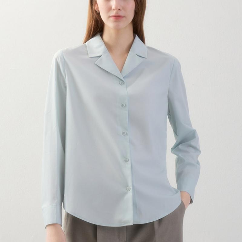 [She S MiSS] Minimalistisches Hemd mit offenem Kragen SwwSto12040 Mi