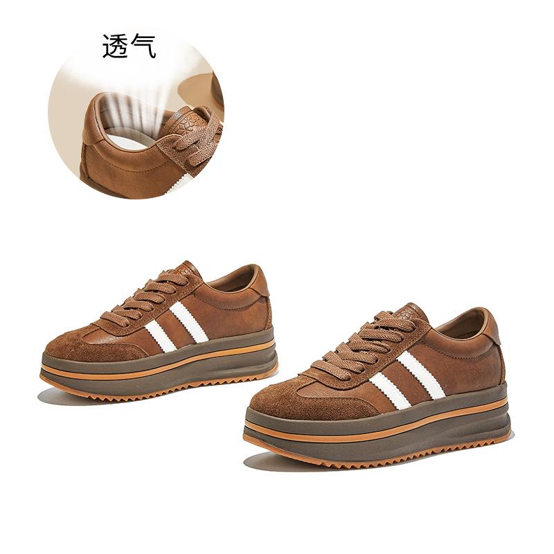 Wula grass pigskin insoles, genuine leather Dexun shoes, women's shoes 2025 autumn new platform Forrest Gump shoes, versatile sports shoes
