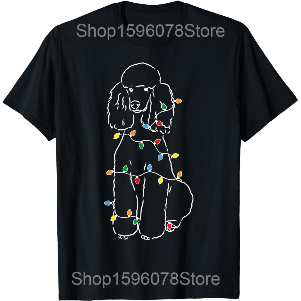Cute Poodle Dog Christmas Tree Graphic T Shirts Unisex Women Cotton Humor Streetwear Tee Shirt Short Sleeve Unisex Loose Clothing