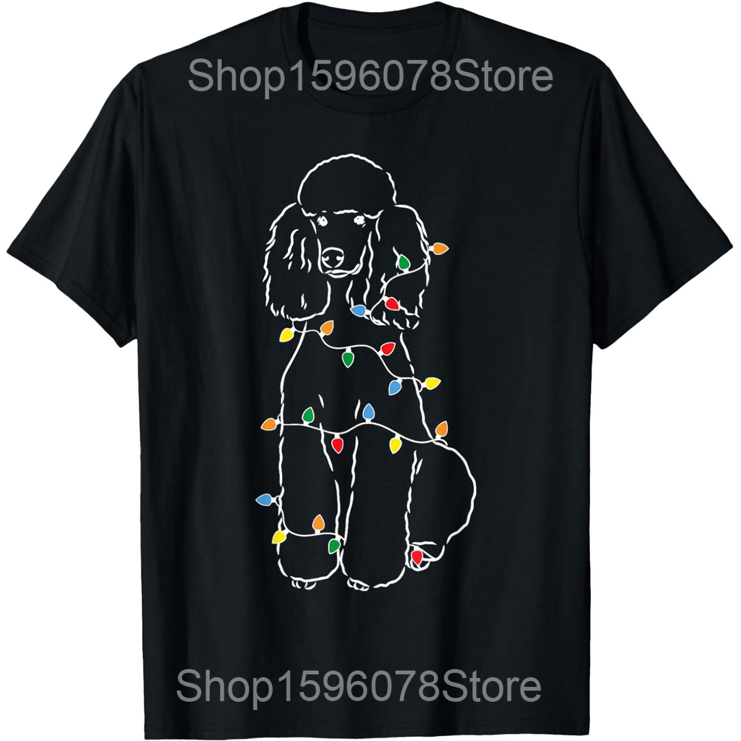 

Cute Poodle Dog Christmas Tree Graphic T Shirts Unisex Women Cotton Humor Streetwear Tee Shirt Short Sleeve Unisex Loose Clothing 4XL
