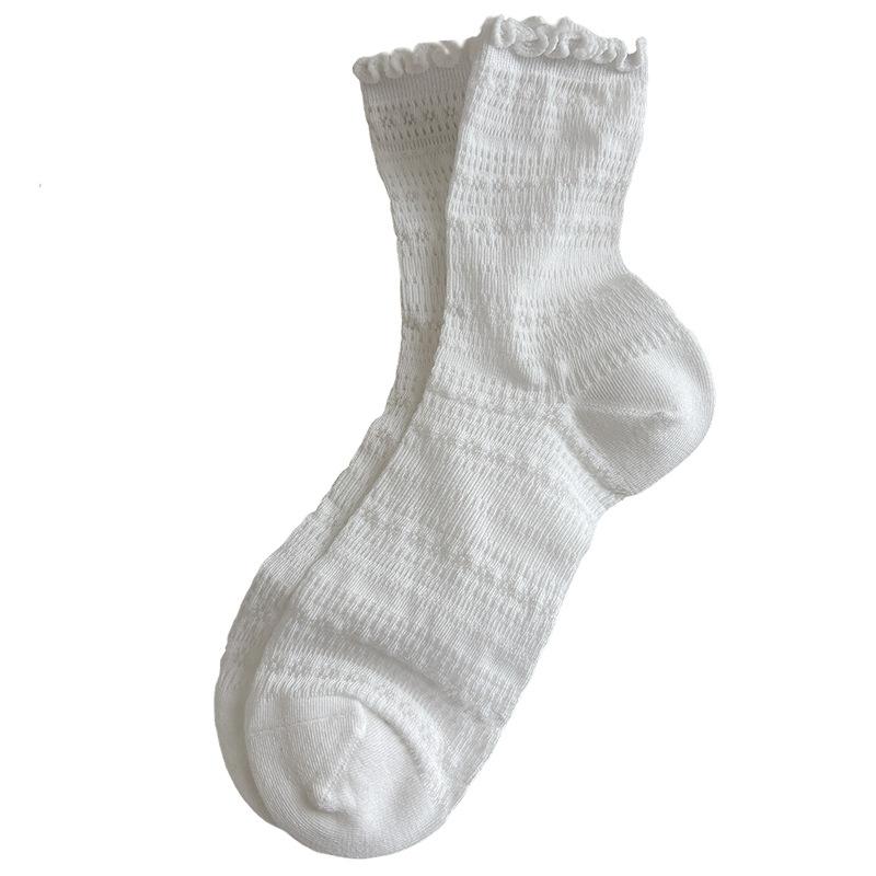 Sock Children's Mid-length Summer Lightweight Lace-up Floral-patterned Sock with Heart-shaped Bows and Multiple Layers of Socks