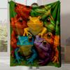 1pc Vibrant Frog Print Flannel Blanket - Soft, Warm, and Cozy for All Seasons | Machine Washable | Ideal for Home, Office, Trave
