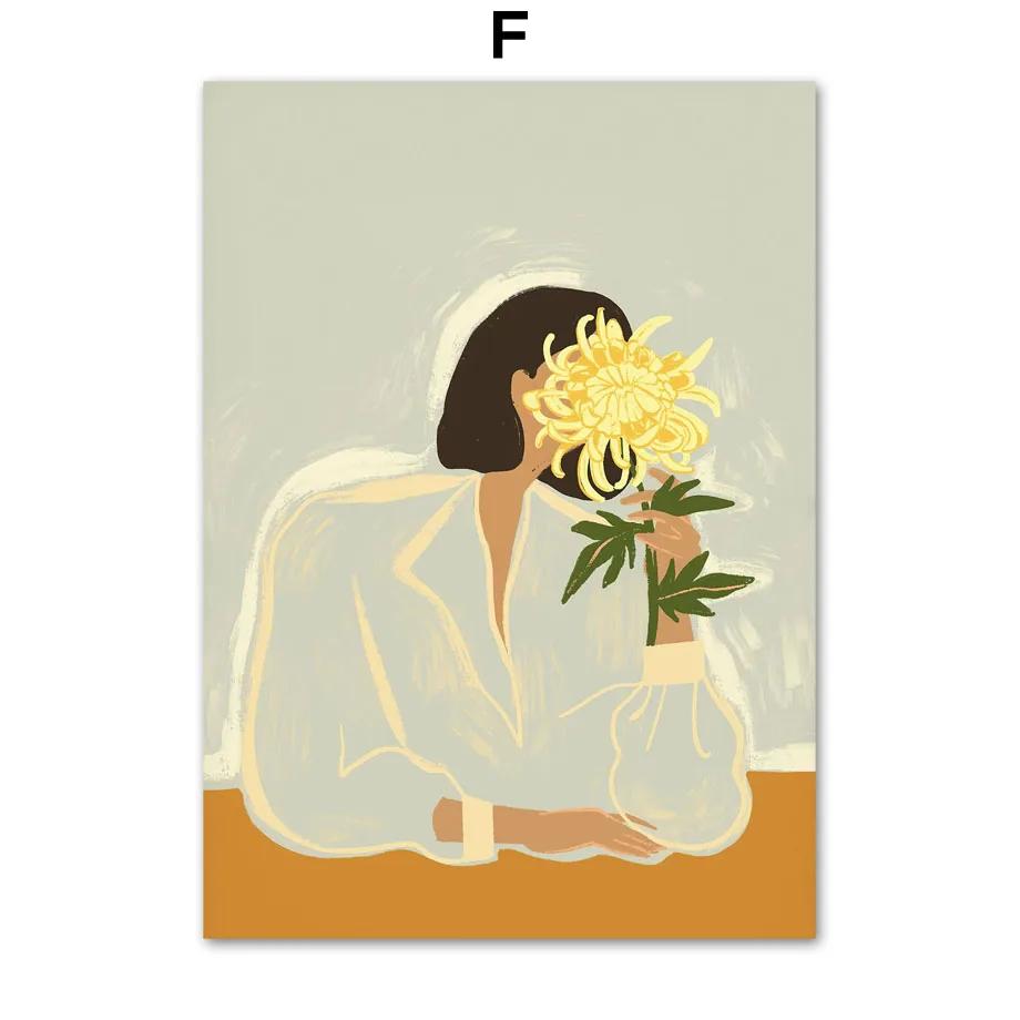 

Бохо пижама женщина танец сова цветок плакаты и принты холст искусство мода настенное украшение дома масляная живопись для гостиной декор 50x70cm No Framed