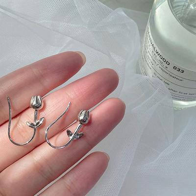 French Romantic Tulip Earrings Flowers Ear Hook New Niche Design Trend