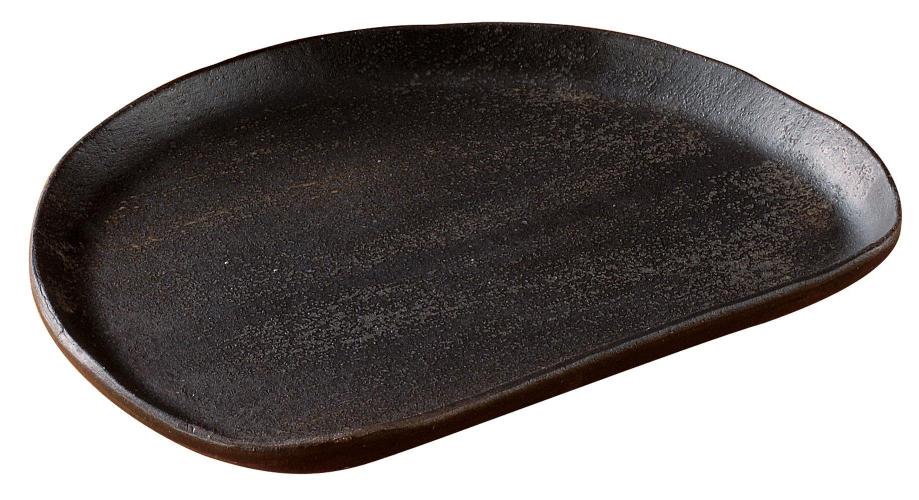 

Shigaraki ware Hechimon half-moon plate Hana Wabi