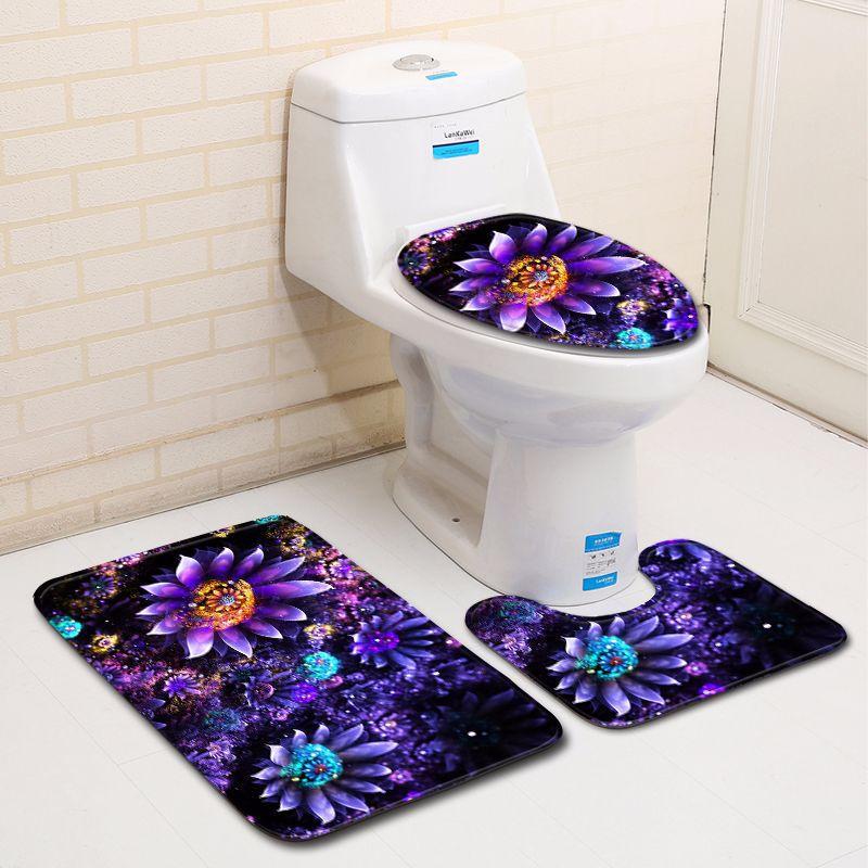 3D Printed Bathroom Toilet Three-Piece Floor Mat Door Mat Bathroom Carpet
