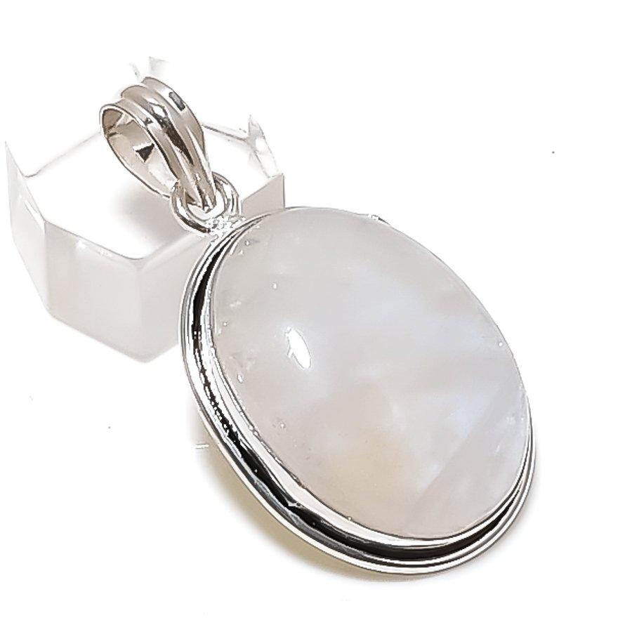 Moonstone Gemstone Handmade 925 Sterling Silver Jewelry Pendant 1.81" D4j67