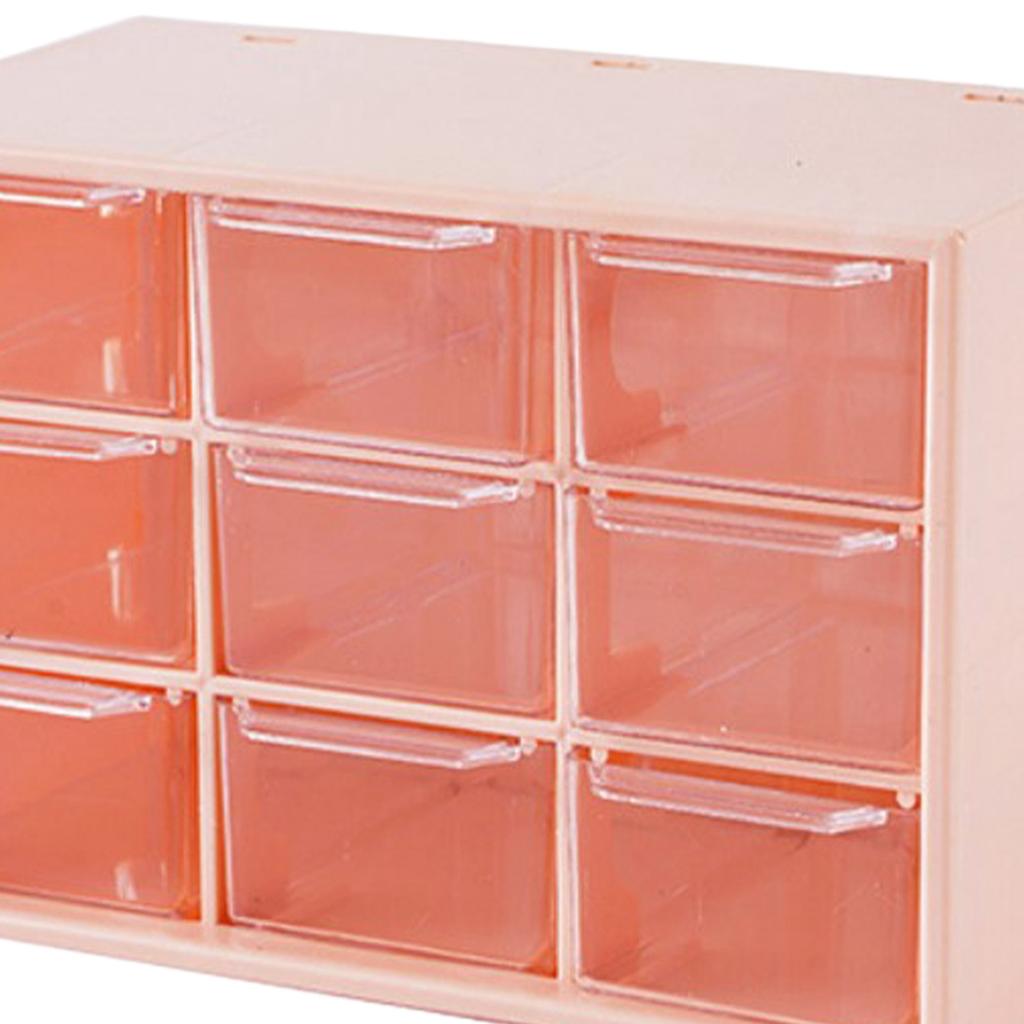 Desktop Storage Box Dust Proof Plastic Multi Purpose with 9 Drawers Desk Stationery Organizer for