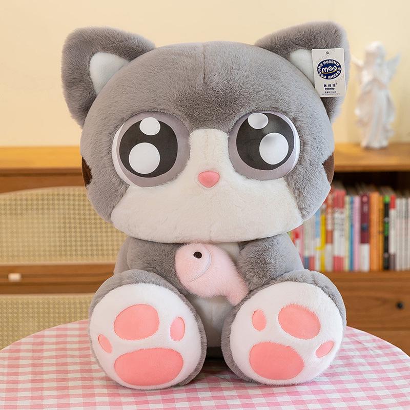 Big Eyes Cute Cat Plush Pillow - Large Soft Toy for Bedtime or Birthday Gift
