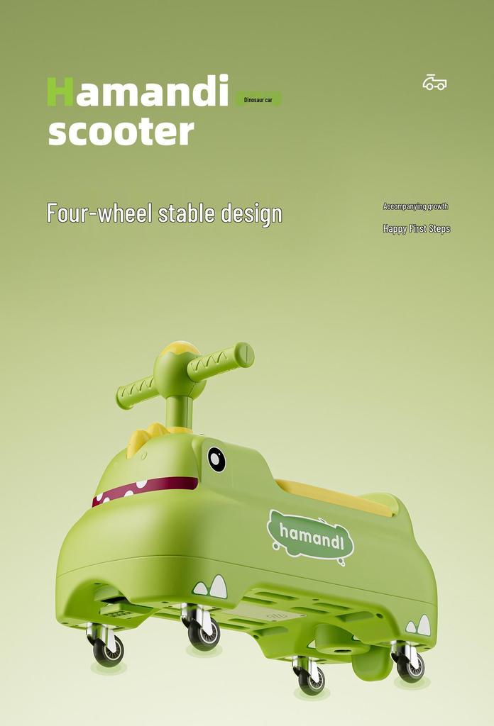 Dinosaur Ride-On Car for Toddlers Aged 1-3 – Four-Wheel Balance Scooter for Boys and Girls