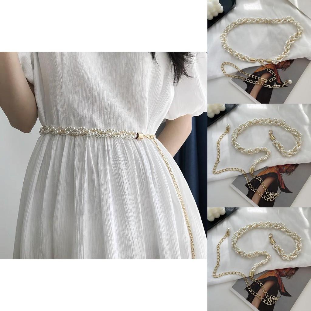 Chic White Pearl Waist Belt For Women Versatile Fashion Accessory For Dresses And Outfits