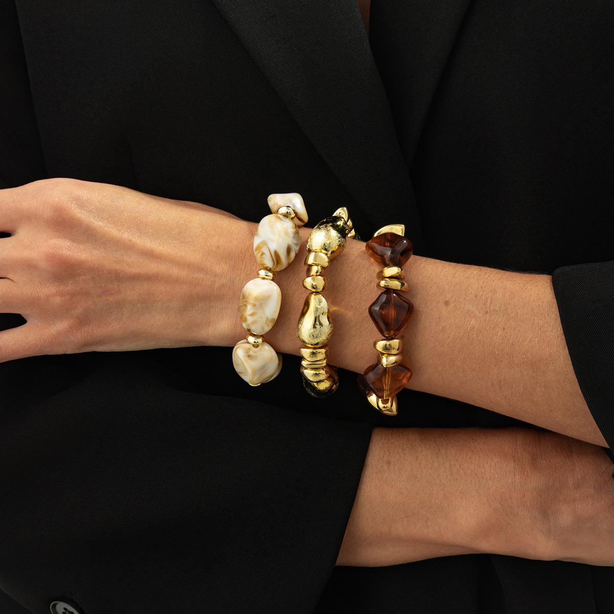 Модный эластичный браслет с неровными разводами из смолы для женщин, набор бижутерии из матовых бусин CCB