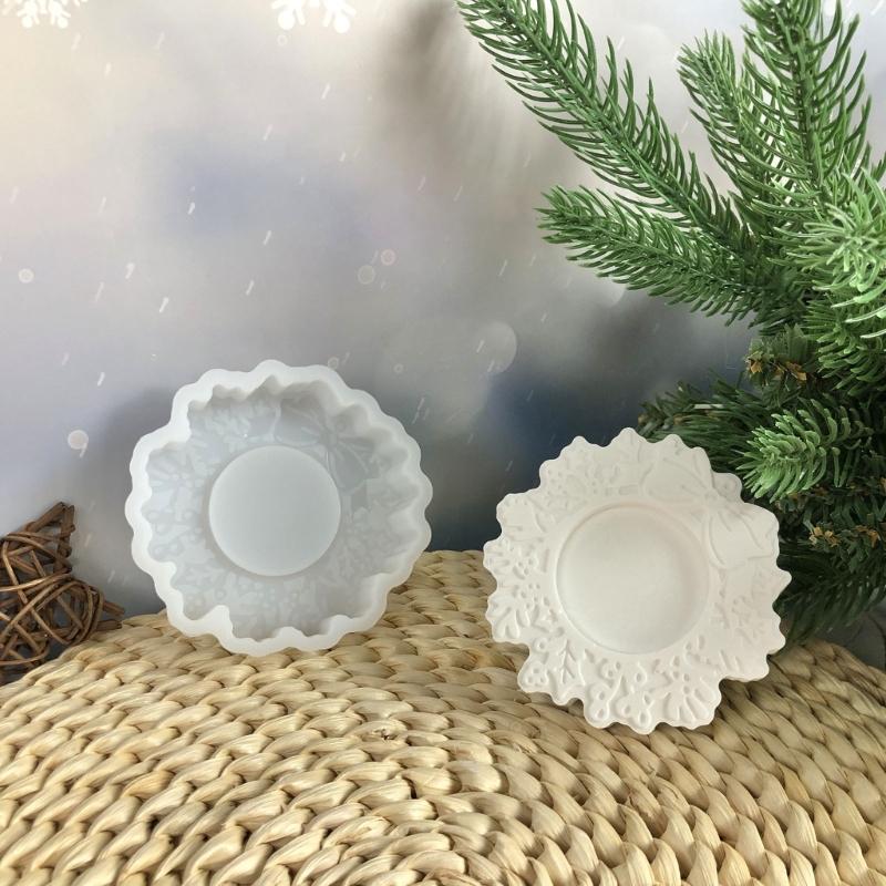 Holiday Candle Holders Mold in Silicone, Christmas Wreath Shape for Epoxy Resin, Cements and Plasters Casting, Round Tealight Decors for Tabletop