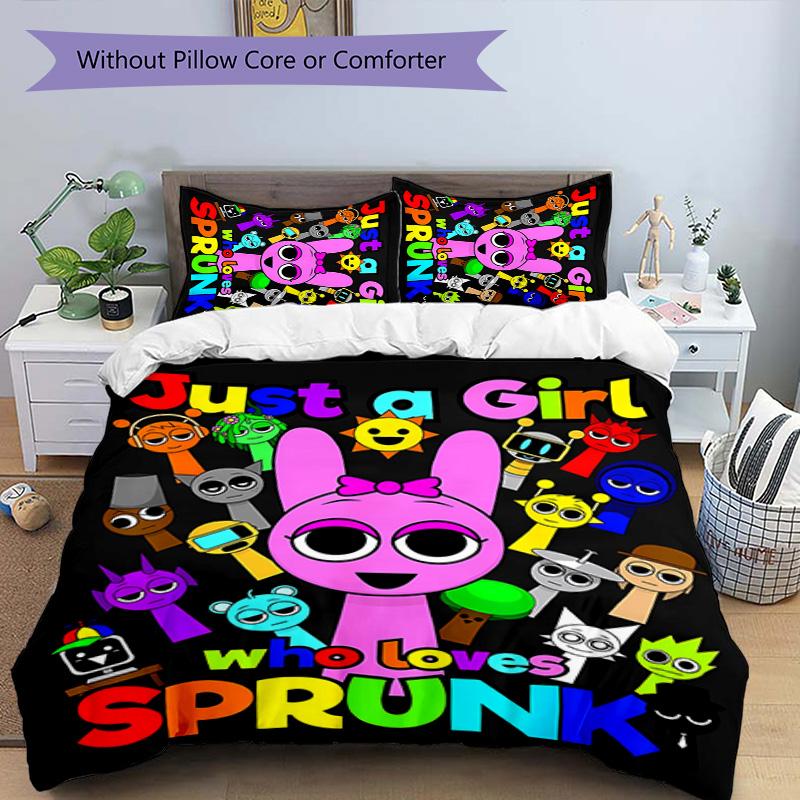 3pcs Sprunki9 pattern bedding set duvet cover set includes duvet cover &pillowcases, perfect all season bedroom decoration & gift