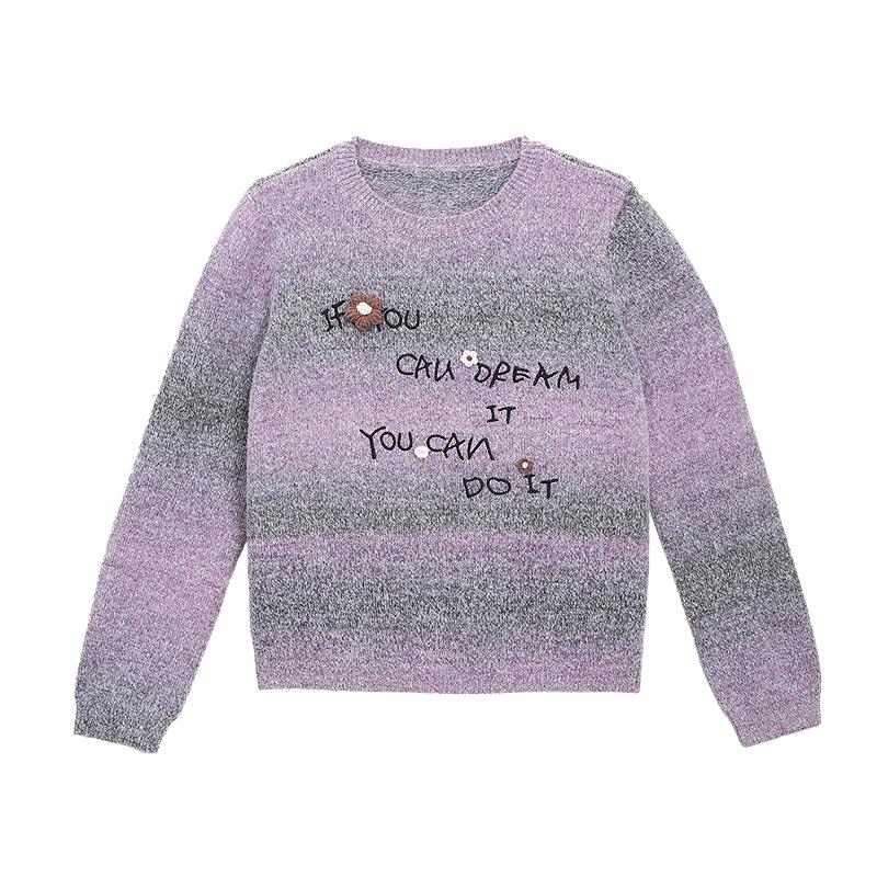 Betu Women s Gradient Knit Top with 3D Crocheted Flowers S