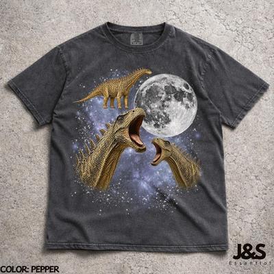 Three Amargasaurus Moon Shirt, Funny Dinosaur Galaxy Gift, Spined Sauropod Tee, Vintage Wash Retro Graphic Top, Prehistoric Nature Lover