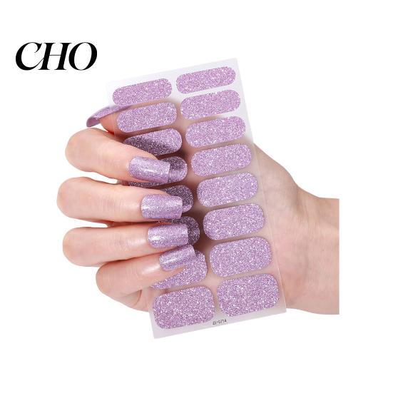 Nail Art Decal Glitter Polish Strips with File Easy Apply Remove Self Adhesive Women Strip Full Sticker Home Manicure DIY Decoration Wrap