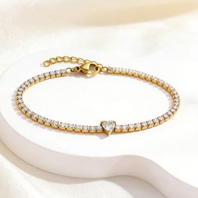 Heart Zircon Bracelet for Women Gold Color Micro Fashion  Jewelry Supply