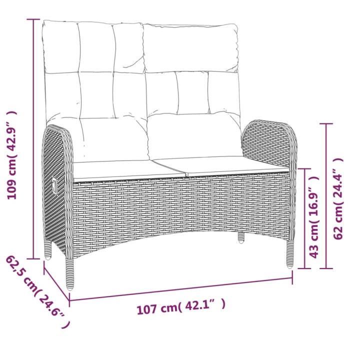 VidaXL Garden Dining Furniture and Cushions 2 Pcs Grey Rattan 3203501