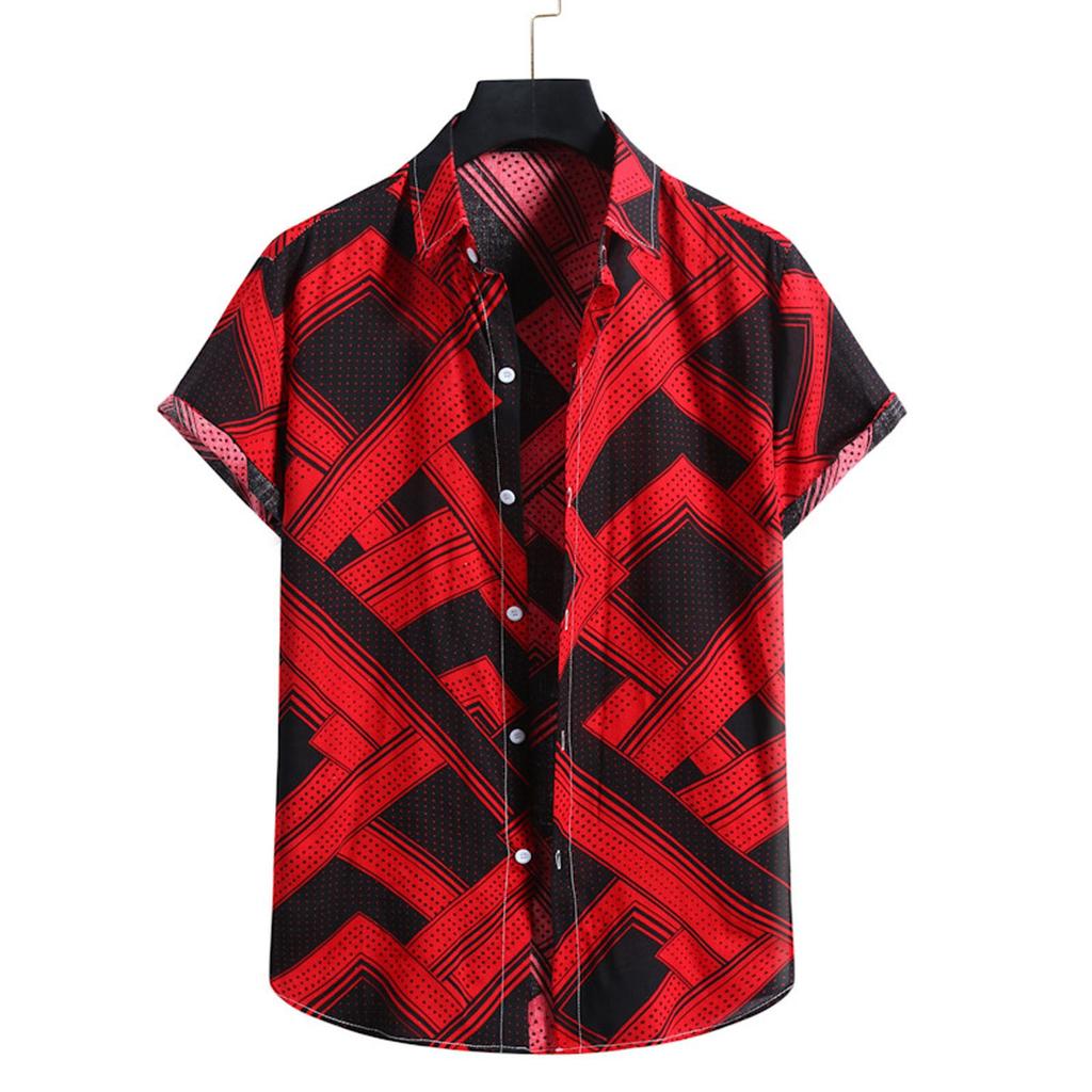 Sommer Herren Diamant Lässig Kurzarmhemd Hawaii Trend Gelbes Hemd