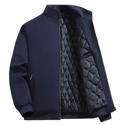 Middle Aged and Elderly Jacket, Men's Jacket, Thick Warm Stand Collar, Large Casual Cotton Jacket, Winter Velvet Warm Cotton Jacket