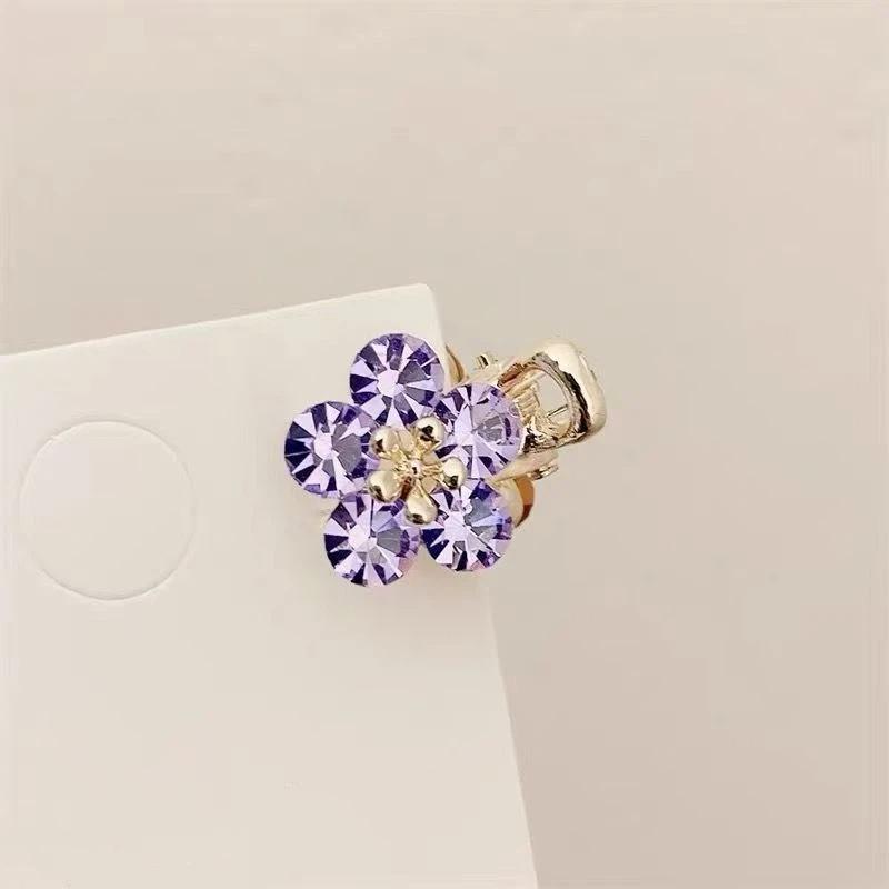 4Pcs Mini Rhinestones Flower Hair Claw Clips Non Slip Grip For Thick Hair Strong Hold Hair Jaw Clip Hair Accessories
