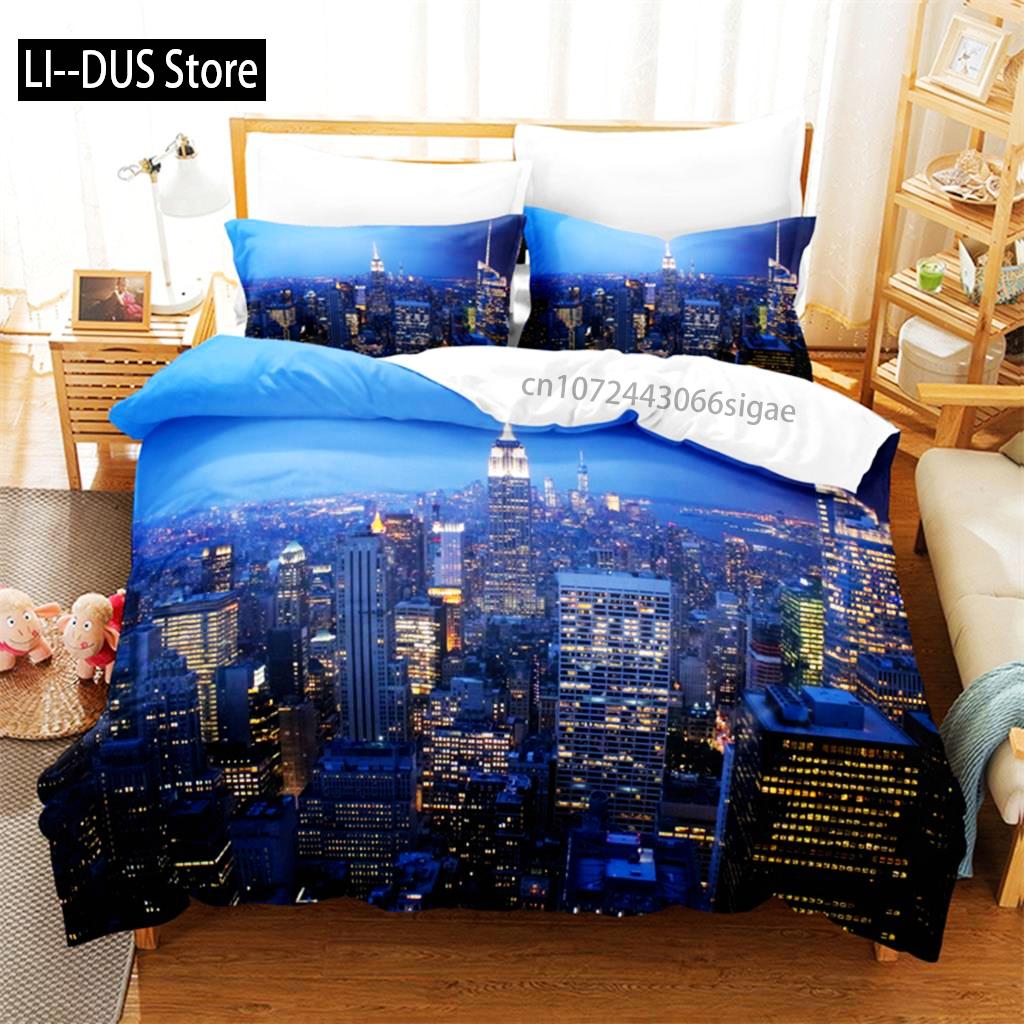 City Night Scene Bedding Set Duvet Cover Sets 3d Bedding Digital Printing Queen Size Bedding Set Fashion Design