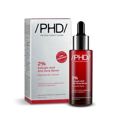 /PHD/ Ser Facial Anti-Acnee cu Acid Salicilic 2% 30 ml Pachet de 1 | Minimizarea Poriilor, Controlul Uleiului pentru Piele Uleioasă și Predispusă la Acnee