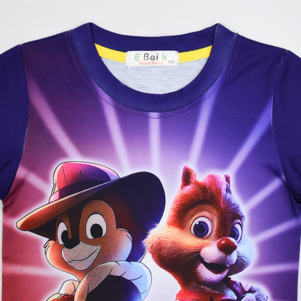 Cartoon Digital Printing, Middle-Aged And Older Children'S Casual Short-Sleeved Loungewear Set 9053