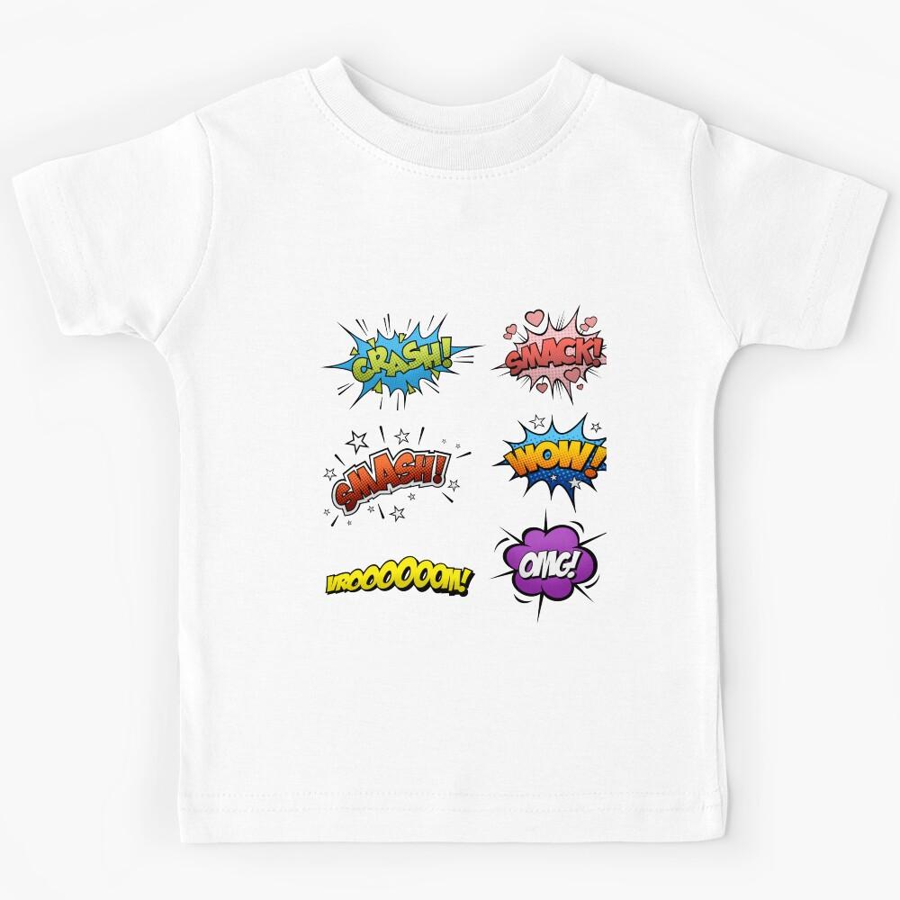 Multiple Comics speach bubbles 3 - Super Heroes Unite! Collection Kids T-Shirt 130