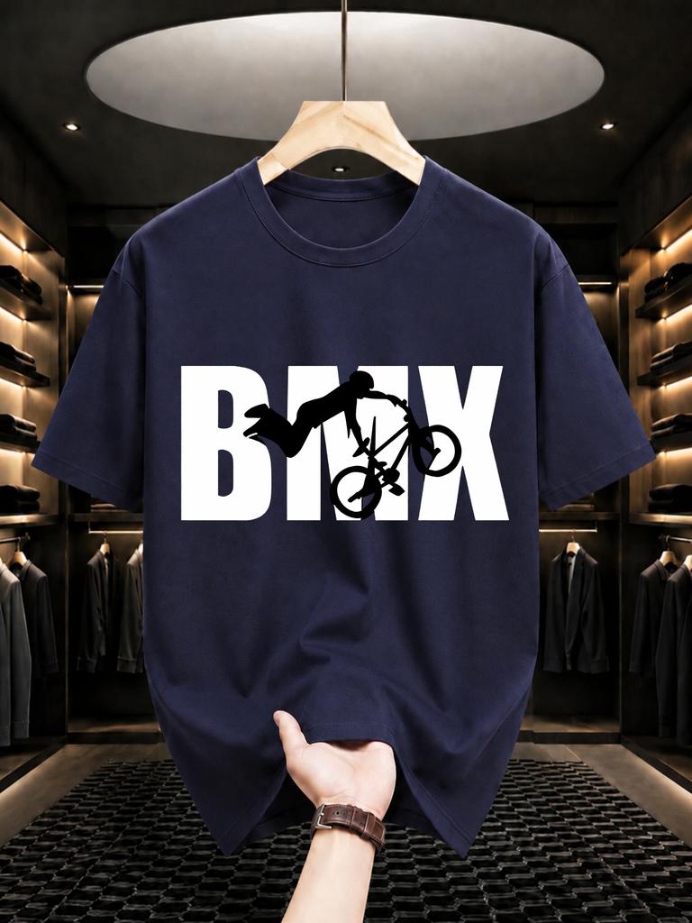2026 New Pure Cotton Tshirt Bmx Bmx Rider Stunt Print Crew Neck Short Sleeve Casual Top