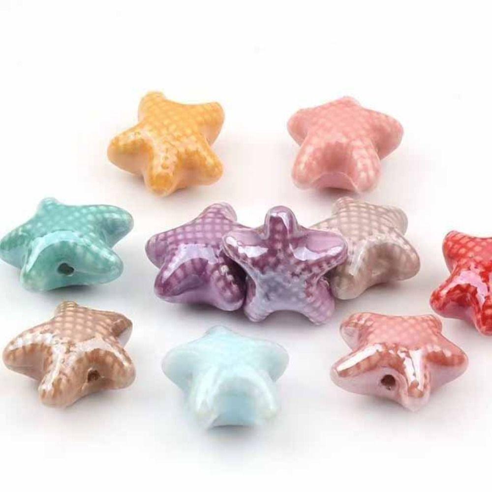 20pcs Ceramic Ceramic Spacer Loose Beads Fresh Color Jewelry Making Material Starfish Bead  Student