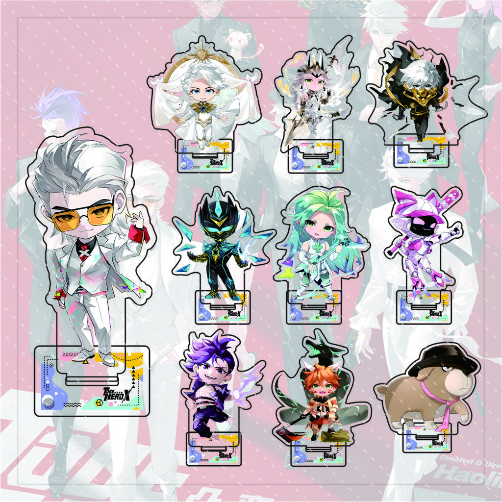 anime TO BE HERO X 10cm Cute Q version acrylic character X Lucky Cyan Ghostblade standing model base desktop decoration gift